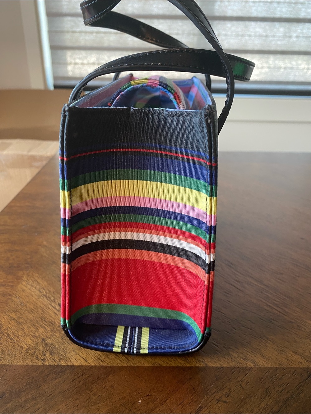 kate spade Multicolor Striped Canvas Tote with Black Trim - Picture 4 of 7